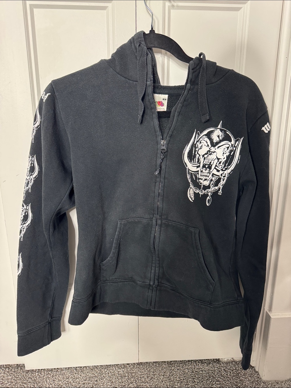 Motörhead Black Zip Hoodie with White Skull